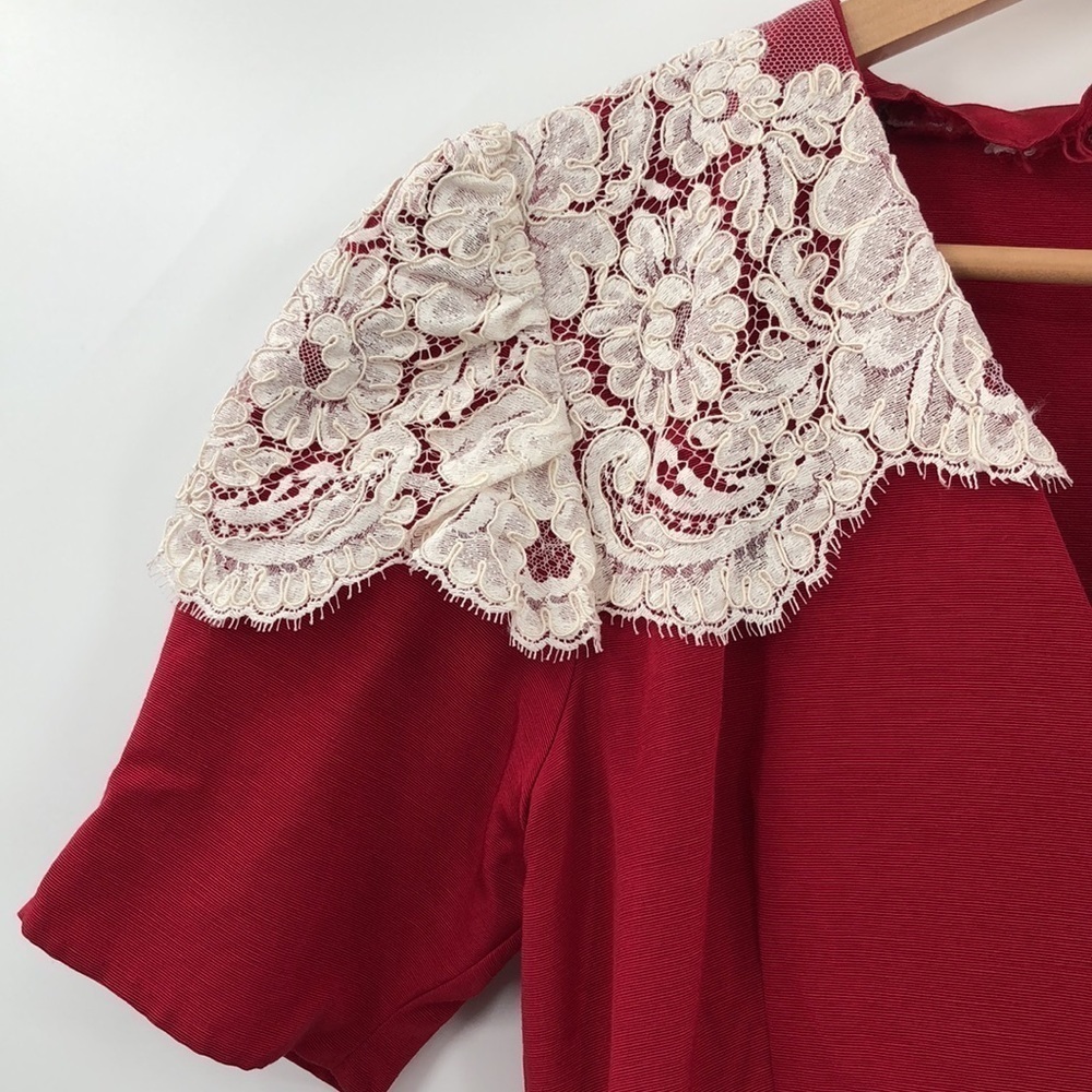 Vtg 80s Top Jacket High Low Peplum Size M Edwardian Victorian Style - Picture 2 of 7